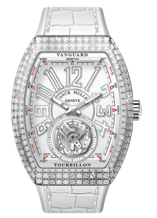 Buy Franck Muller Vanguard Tourbillon Stainless Steel White Diamonds Case - White Replica Watch for sale Cheap Price V 41 T D (BC) (AC) (BLC BLC AC)